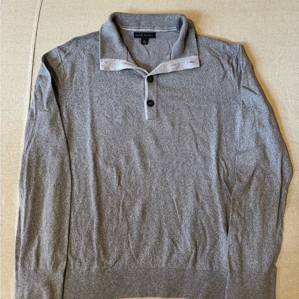Banana Republic Men’s’ Charcoal Button-Up Knit Sweater